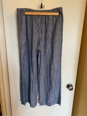 GAP Blue Chambray Pull-on Linen Blend Pants Women’s Medium
